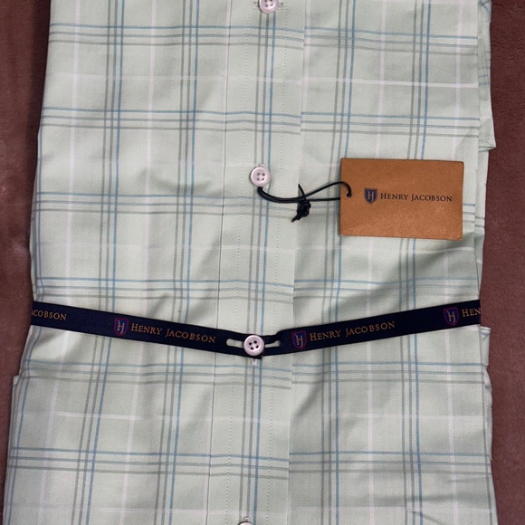 New Henry Jacobson dress shirt, 15 1/2” neck, 34/35" sleeve, barrel cuffs - Picture 3 of 4